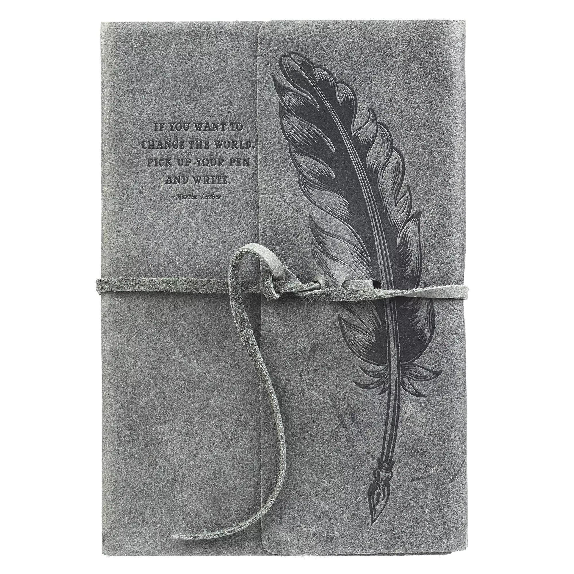 Change the World Soft Full Grain Leather Journal with Wrap Closure