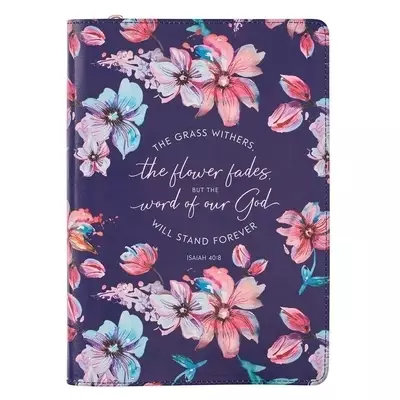 Journal-Classic LuxLeather-The Word Of Our God Will Stand Forever-Floral