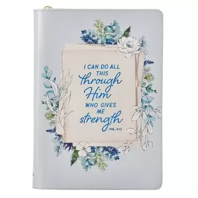 Journal-Classic LuxLeather-I Can Do All Things... Floral