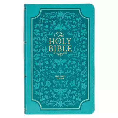 KJV Bible Giant Print Standard-size Faux Leather, Teal Floral