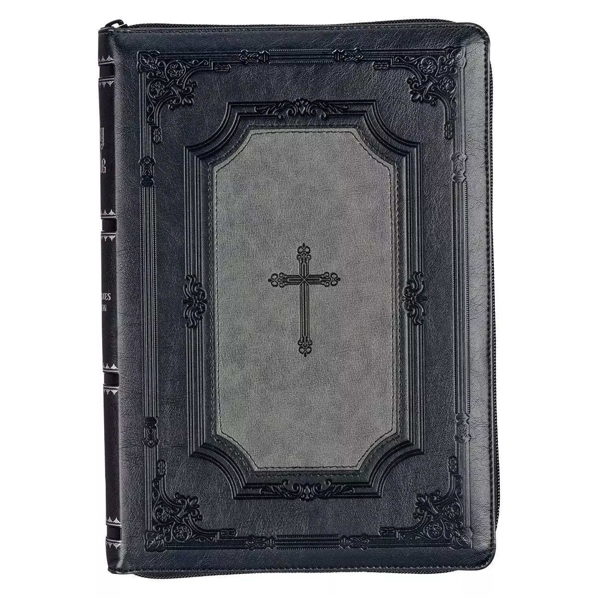 KJV Bible Super Giant Print Faux Leather, Gray/Black: Free