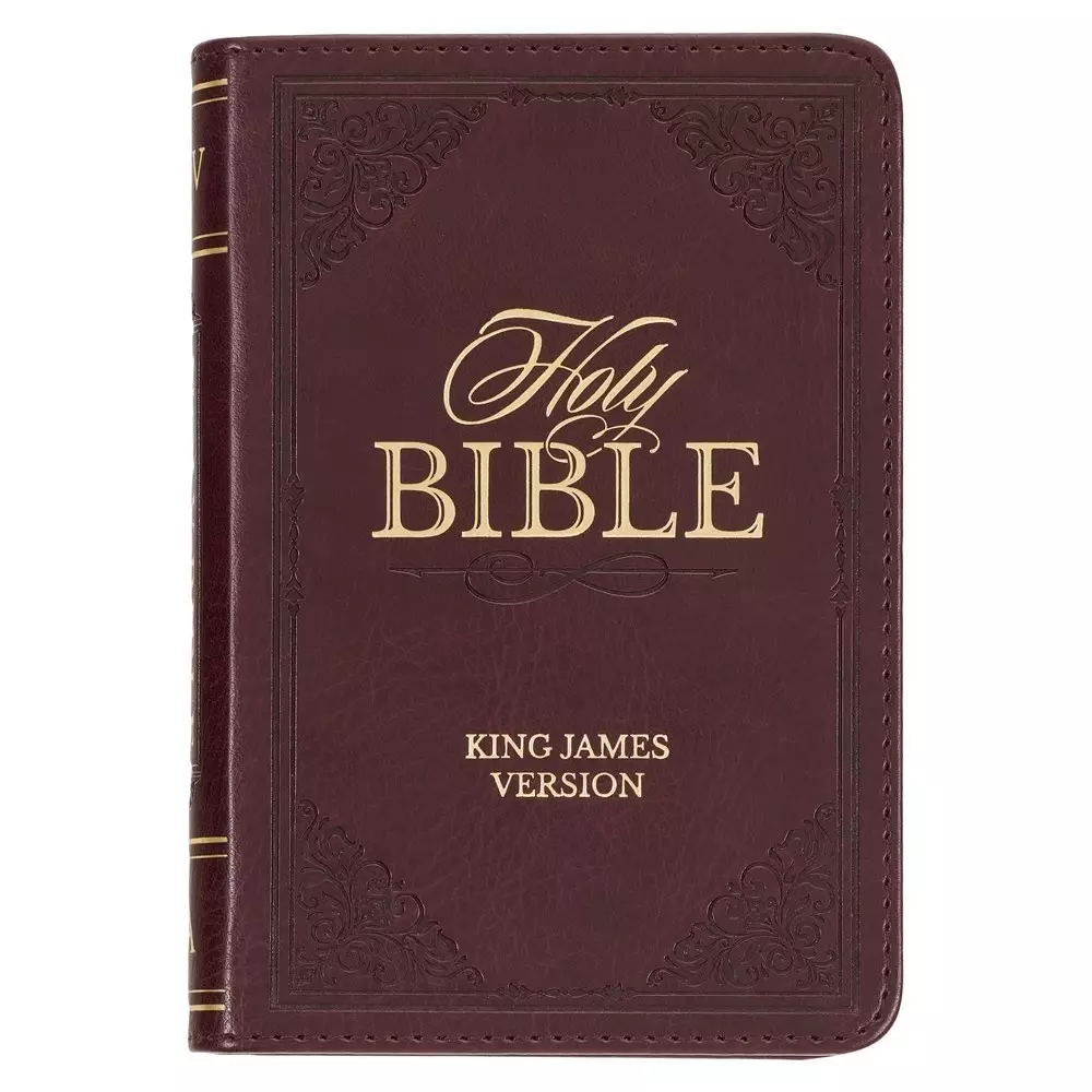 KJV Bible Mini Pocket Faux Leather, Burgundy
