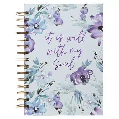 Purple Posies It Is Well With My Soul Large Wirebound Journal
