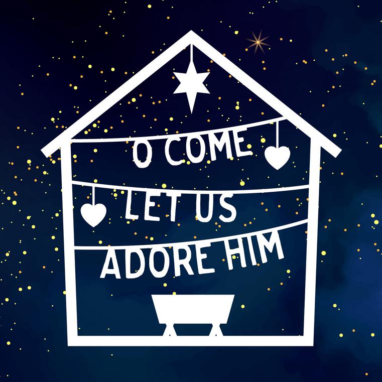 O Come! Let Us Adore Him (Pk 6) Christian Christmas Cards Free