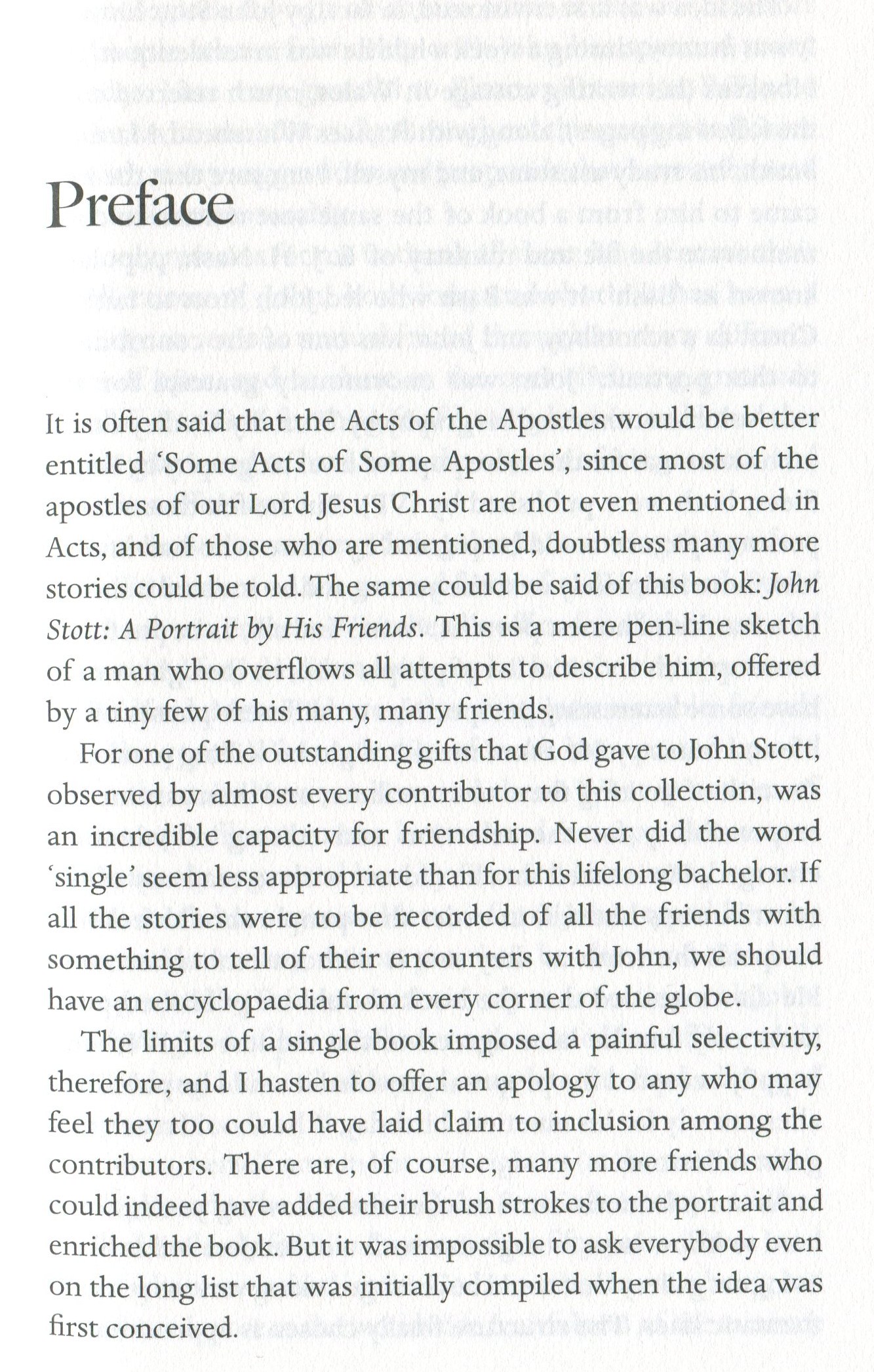 John Stott Hardback. A portrait by his friends