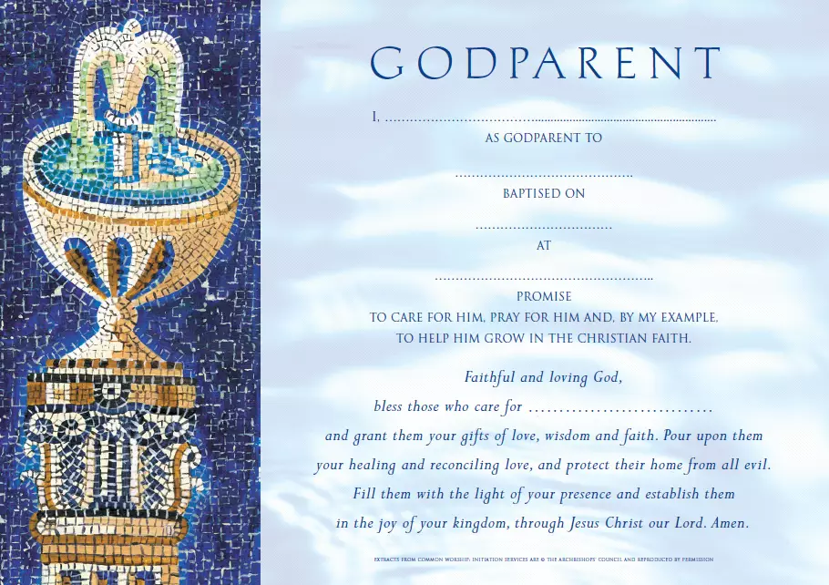 Godparent Certificates Boy Traditional - Pack of 20