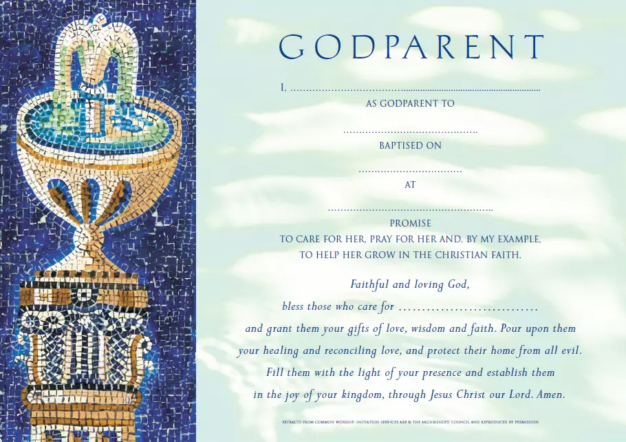 Godparent Certificates Girl Traditional - Pack of 20