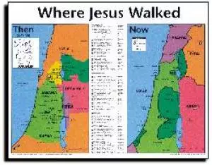 Where Jesus Walked Then And Now Wall Chart Laminated