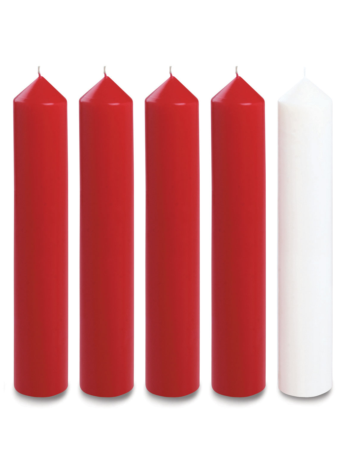 Red and White Advent Candle Set (2" Diameter) Free Delivery Eden.co.uk