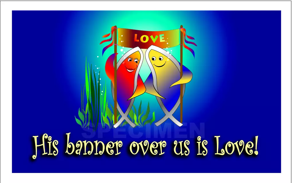 Text Card - His banner over us ... Pack of 20 Same Design