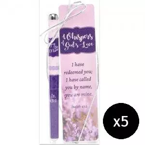 Whispers of God's Love Bookmark and Pen Set - pack of 5