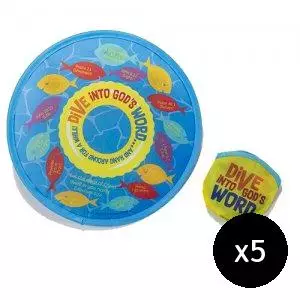 Dive Into God's Word Flying Disc and Pouch - pack of 5