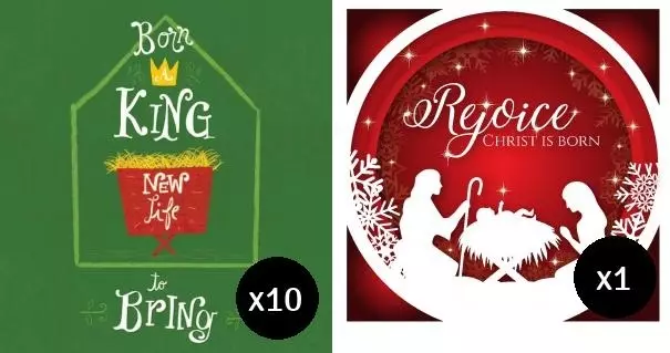 Rejoice Christ is Born Christmas Cards & Born a King, New Life to Bring Tracts Bundle
