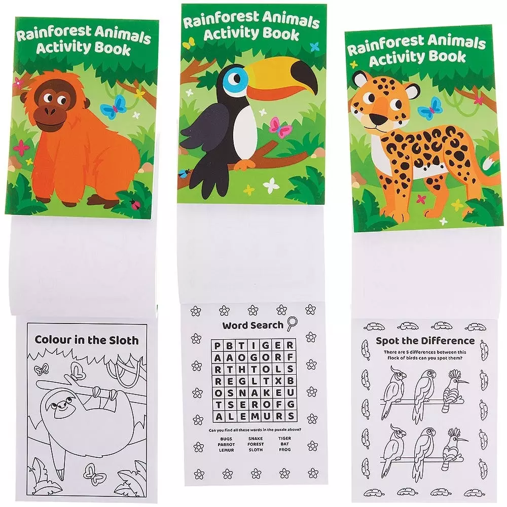 Rainforest Animal Activity Books - Pack of 12