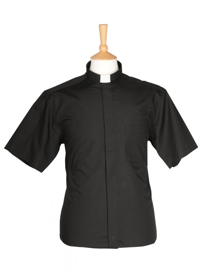 Black Clerical Shirt Short Sleeve Free Delivery at Eden.co.uk