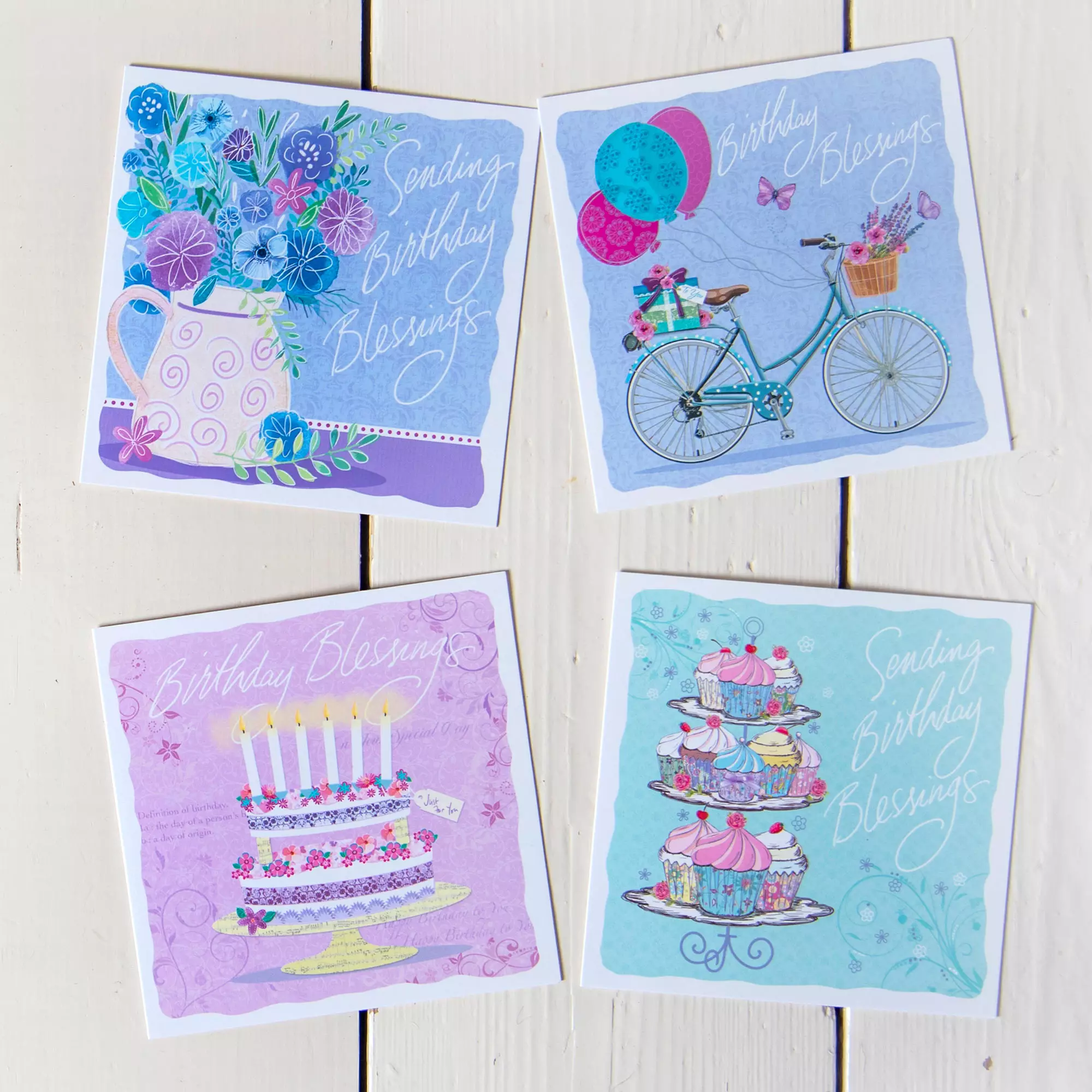 4 Birthday Blessings Cards