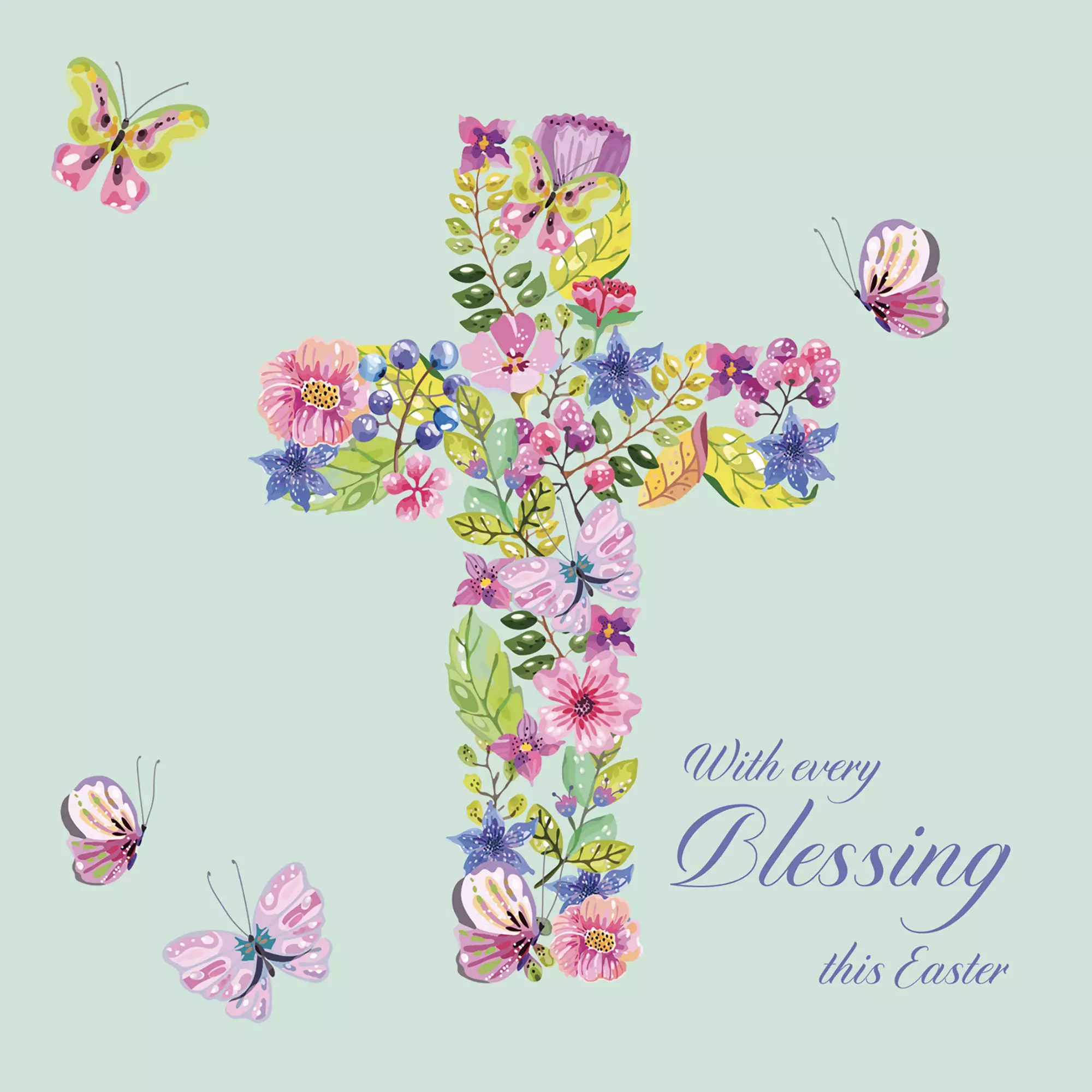 Floral Cross Charity Easter Card Pack of 4