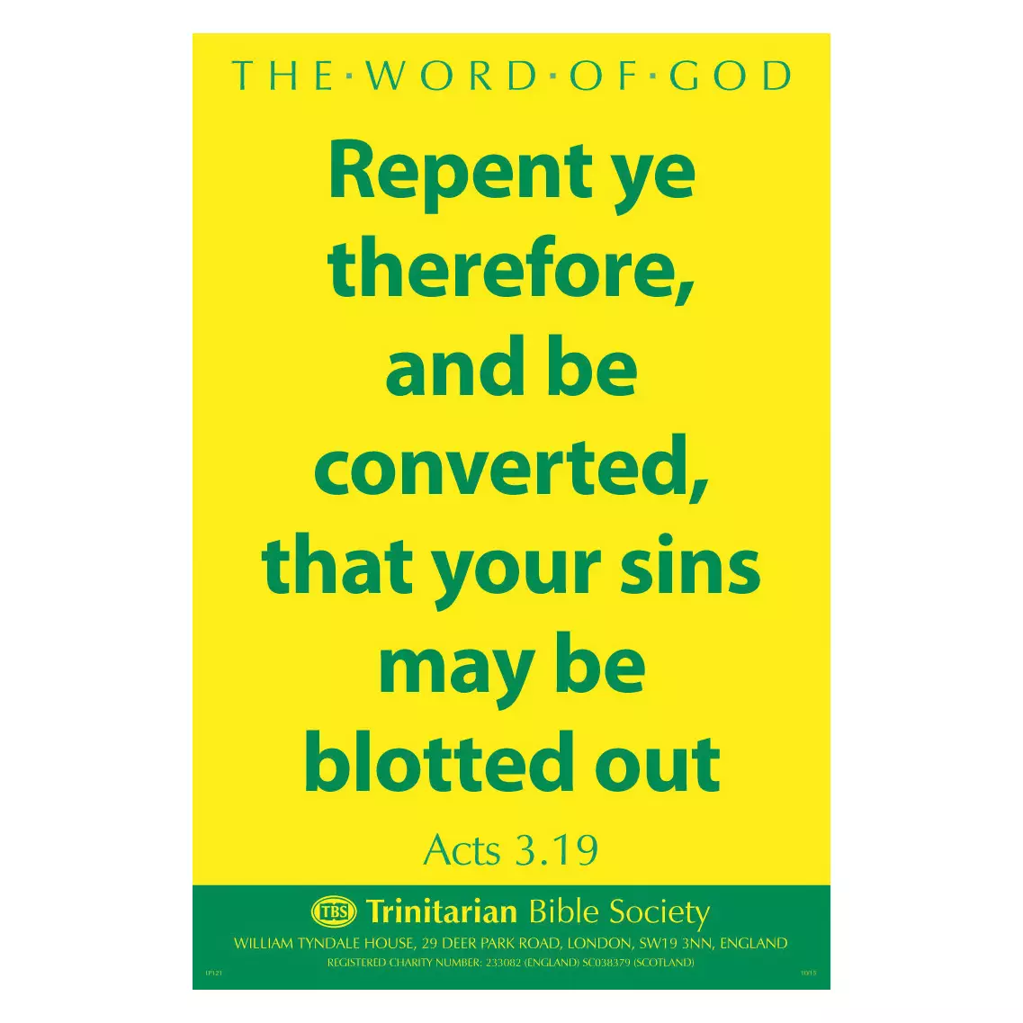 Large Scripture Poster - Ac. 3.19