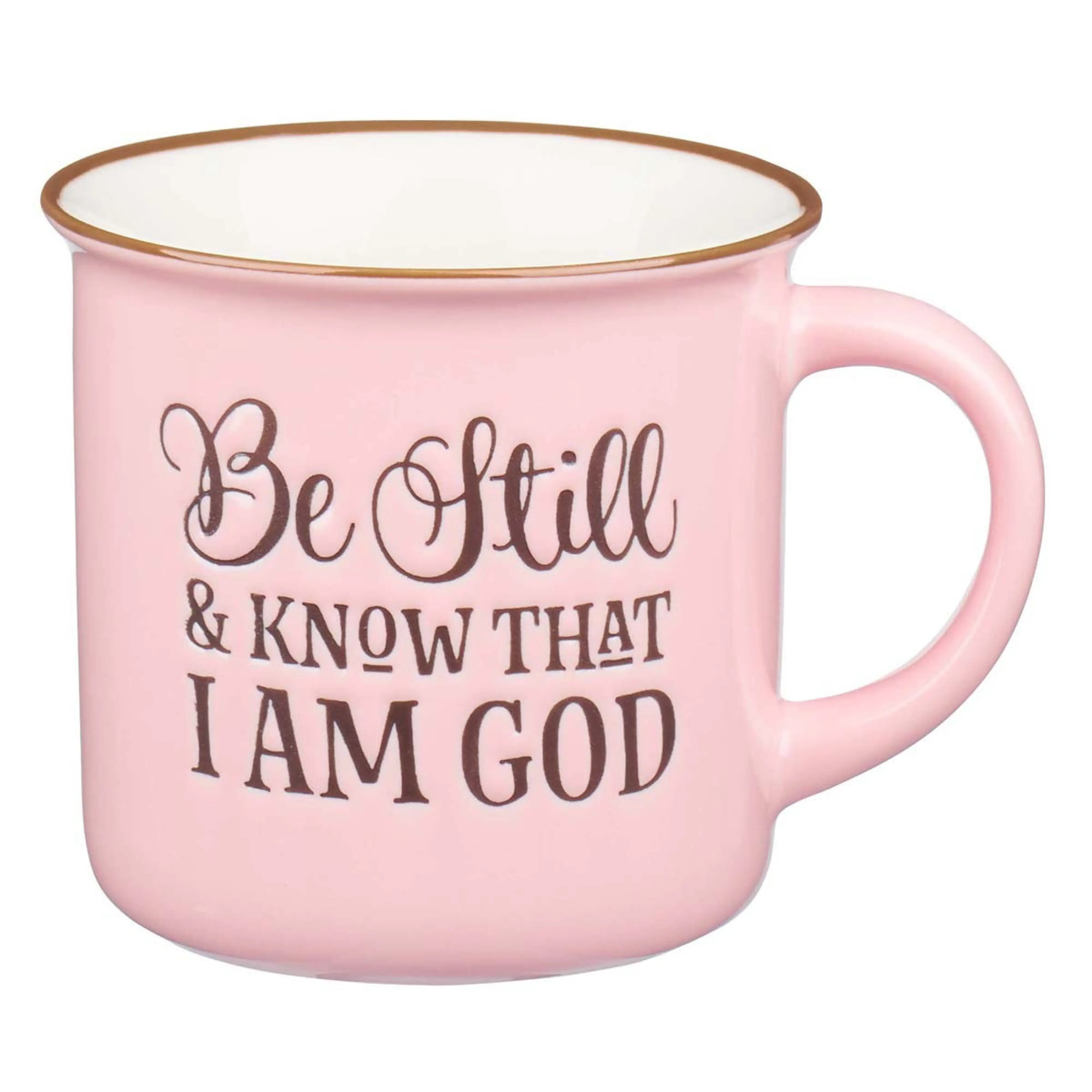 Be Still and Know Pink Camp Style Coffee Mug, Psalm 46:10