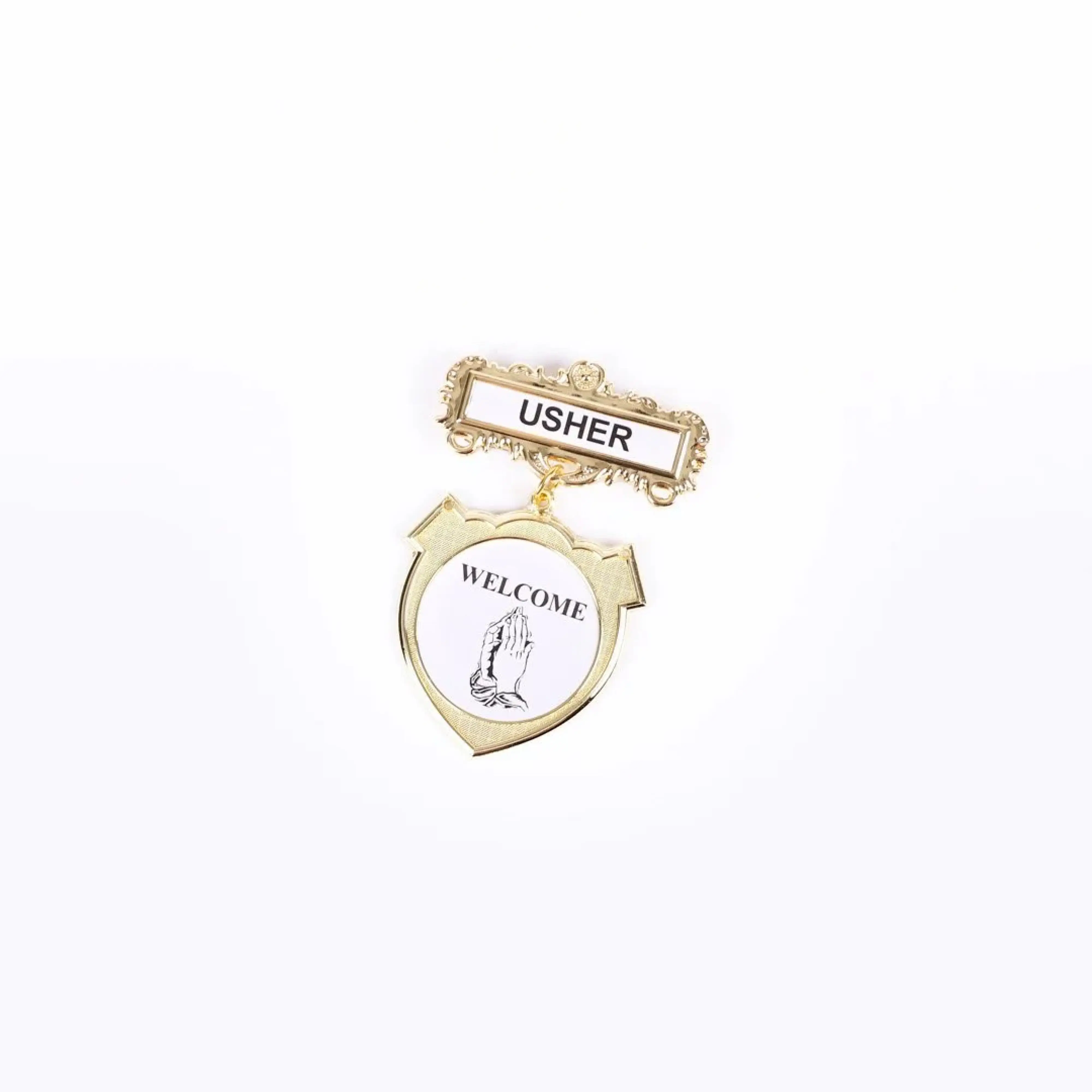 Welcome Pin Badge Shield Usher Praying Hands Welcome Pin: Free Delivery at Eden.co.uk