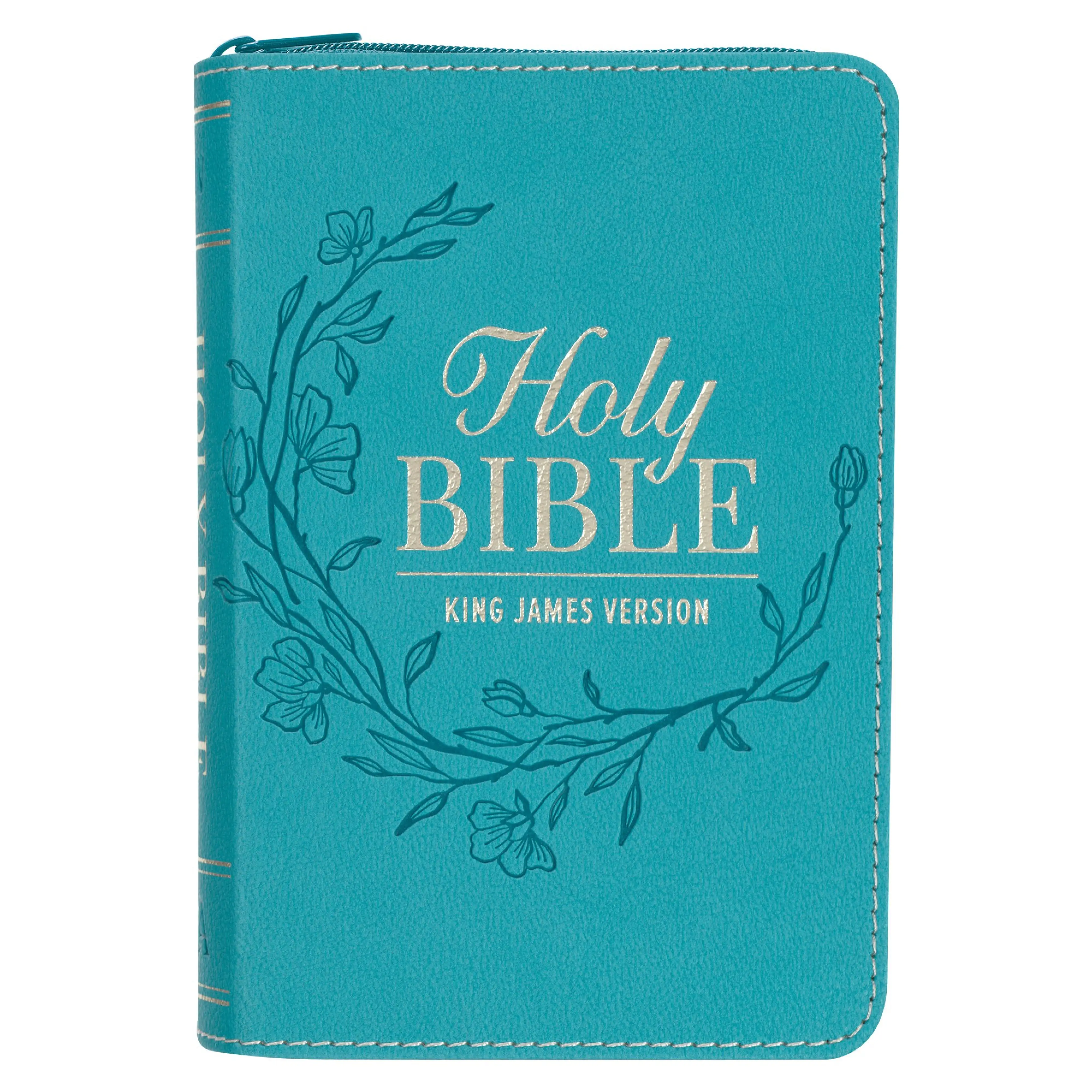KJV Bible Mini Pocket Faux Leather, Teal w/zipper: Free Delivery